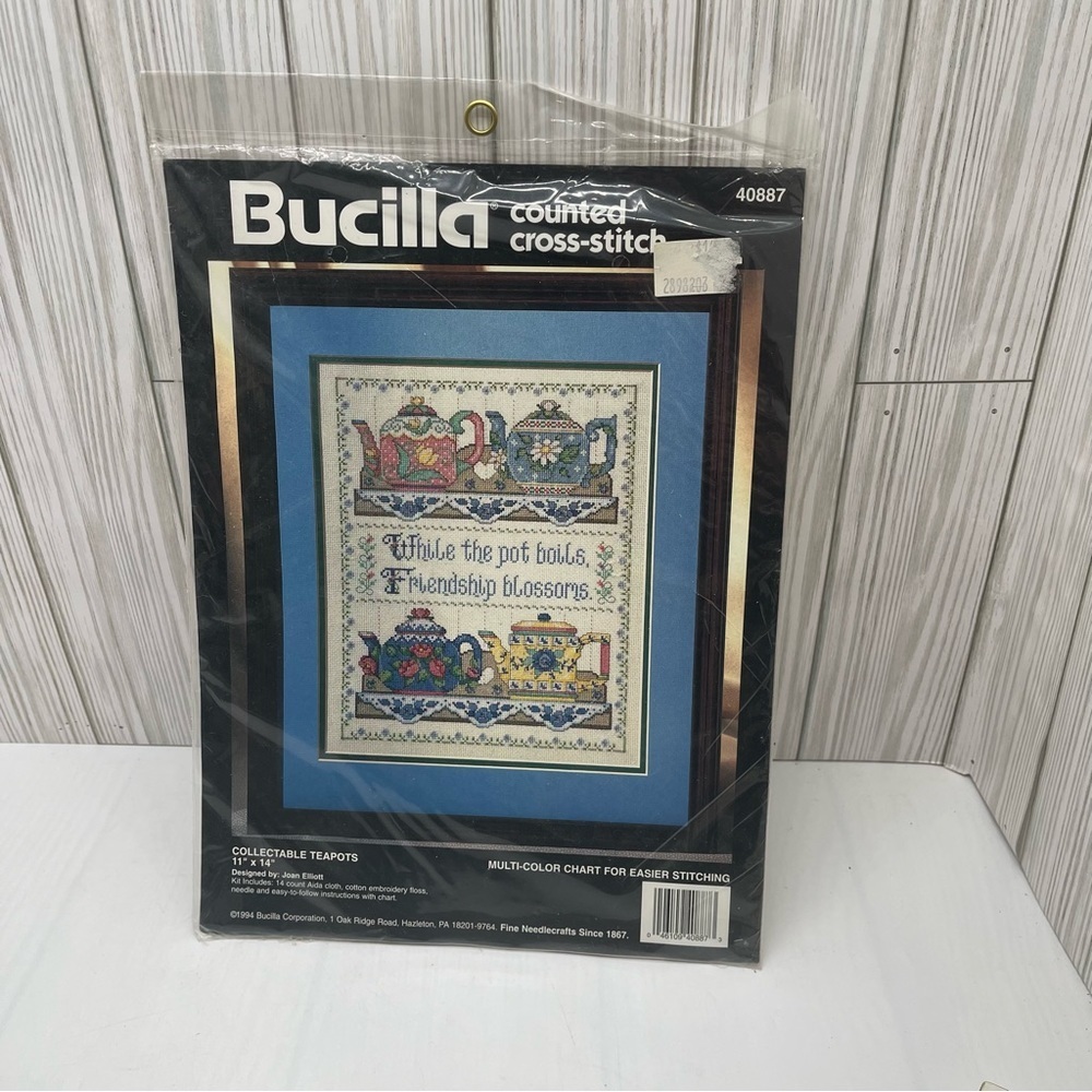 Bucilla Collectable Teapots Counted Cross Stitch Kit 40887 Joan Elliott Unopened